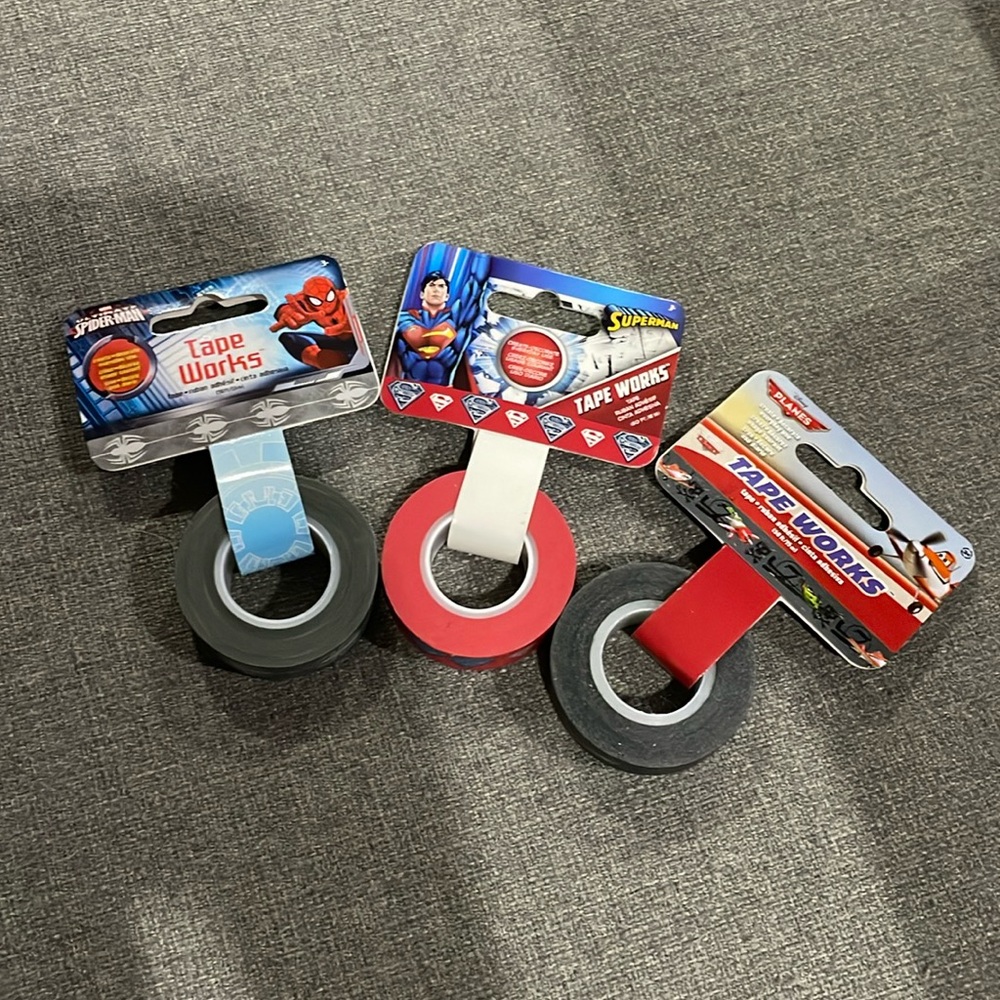Tape Works washi tape Spiderman, Superman and Cars; Plane